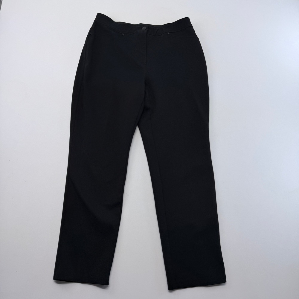 Chicos Black Pull On Straight Leg Trousers Size 1.5 Short Elastic Waist Pants